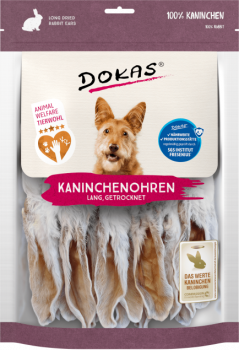 7x Dokas Kaninchen-Ohren mit Fell (lang) 180 g