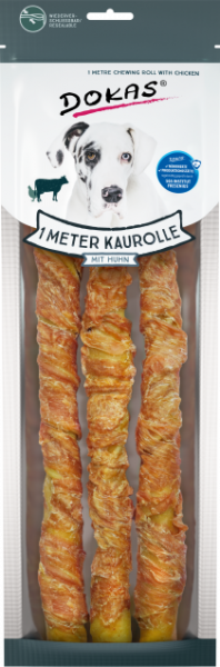 8x Dokas 1 Meter Kaurolle mit Huhn 315 g