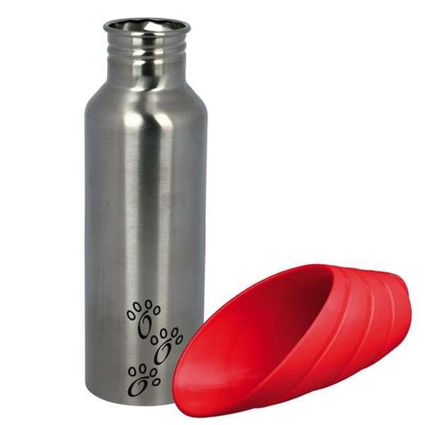 Trixie Edelstahl-Flasche mit Trinknapf