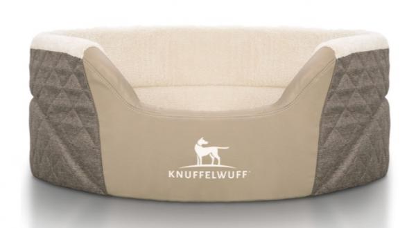 Knuffelwuff Orthopädisches Hundebett Lena aus Velours und Kunstleder mit hohem Schaumstoffrand